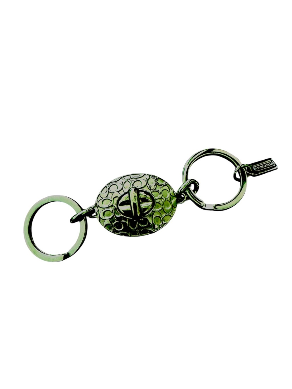 Coach Silver Signature Turnlock Valet Keychain